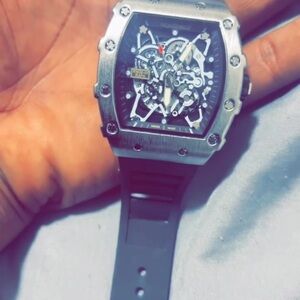 Luxury Silver Skeleton Watch
